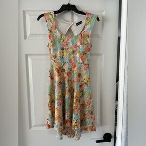 Wet Seal Floral Lace Overlay Dress with Open Back - Size Medium